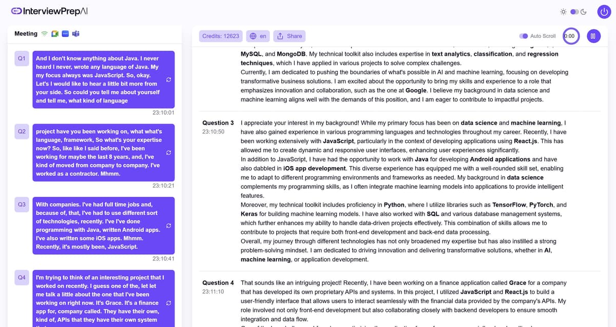 Screenshot of Interview Copilot interface showing interactive coding challenges and real-time feedback for Fortune 500 interview preparation